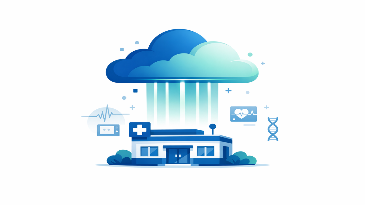 Concept of cloud-connected versus local clinic systems.